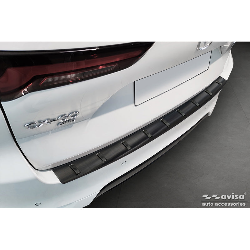 Avisa, takapuskurin suoja, musta, ruostumatonta terästä, sopii Mazda CX-60 (KH) 2022- 'STRONG EDITION'