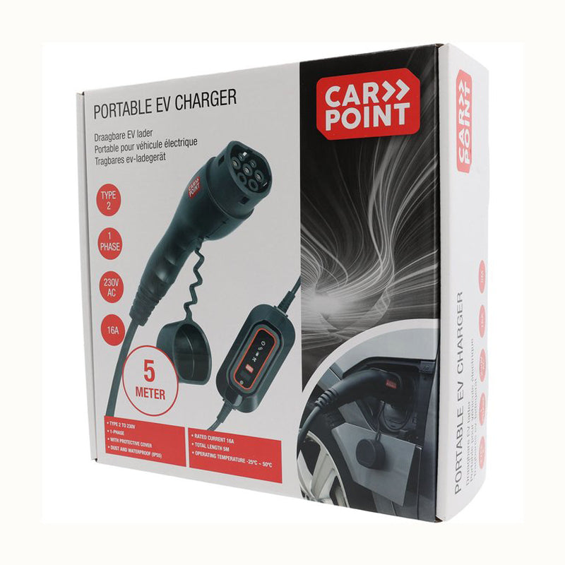 Carpoint, 230V Bærbar Oplader, Type 2, 1-faset 8-16A