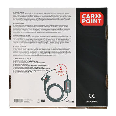 Carpoint, 230V Bærbar Oplader, Type 2, 1-faset 8-16A