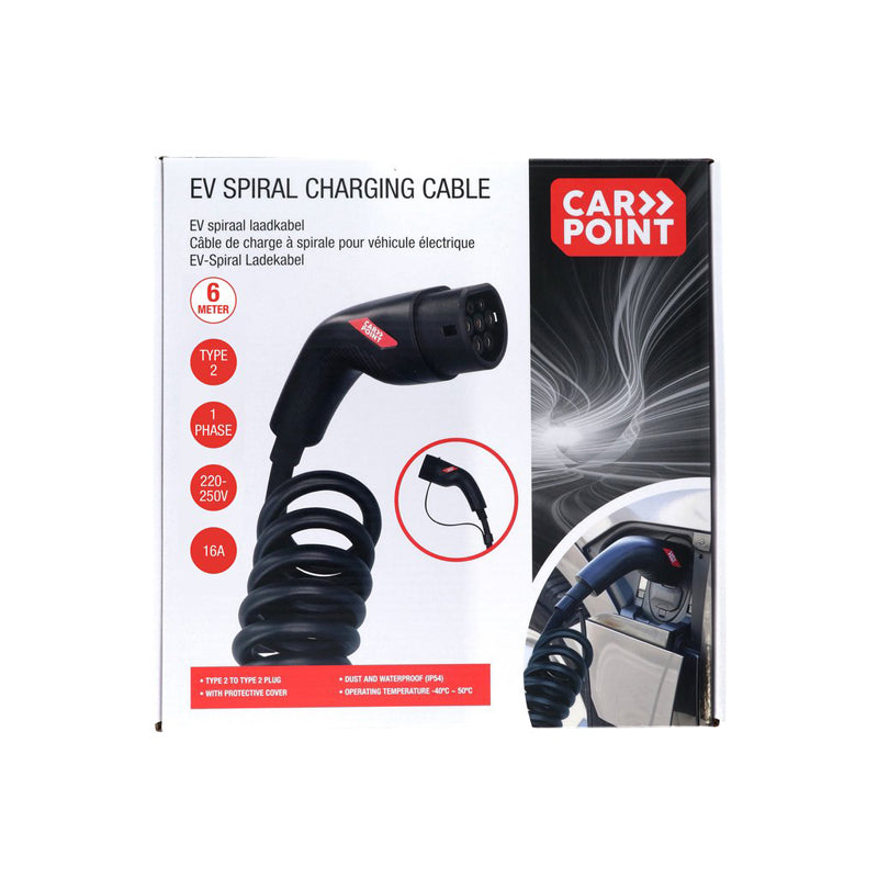 Carpoint, Spiralladekabel, Type2>2, 16A, 1-Fase, 6-meter
