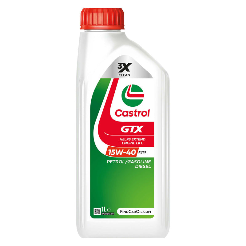 Castrol, GTX 15W-40 A3/B4 motorolja, 1 liter, högpresterande multigrade, kompatibel med bensin och diesel