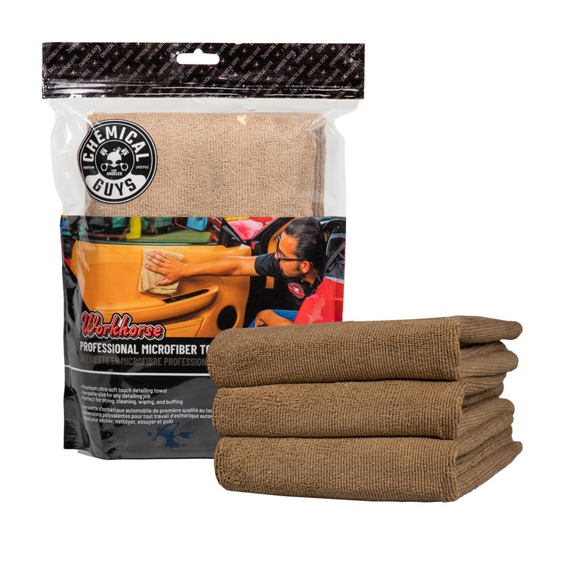 Chemical Guys Workhorse ammattitason mikrokuituliina - beige 16x16'' (3 kpl)