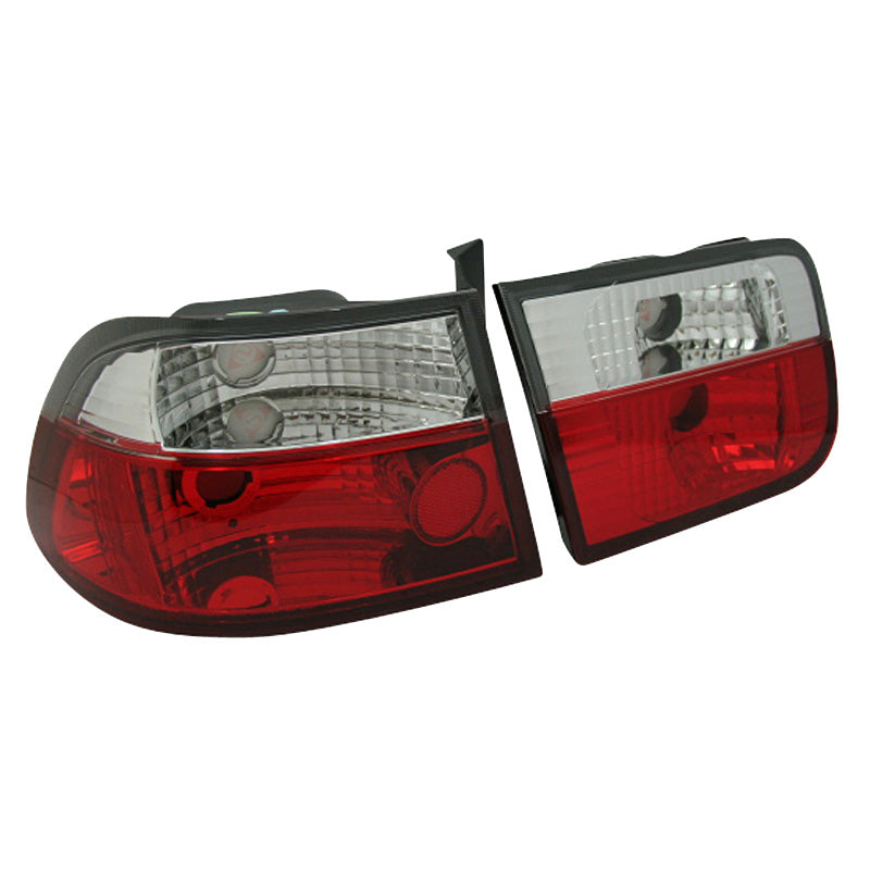 Baklampor, passar Honda Civic Coupe 1996-2001 - Röd/Klar