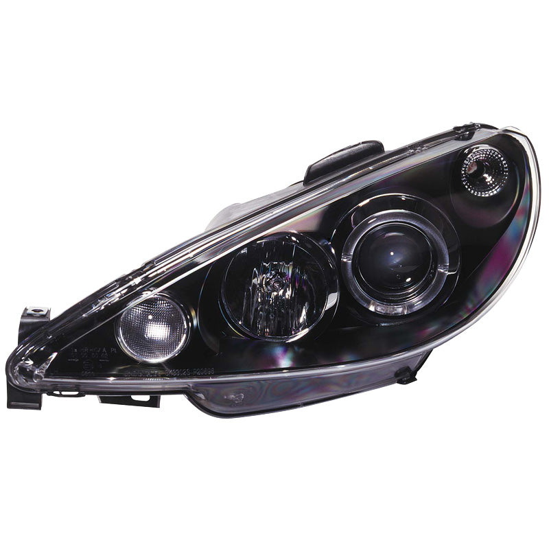 Ajovalot, sopivat Peugeot 206 1998-2002 ei GTi - mustat - sis. halo-renkaat