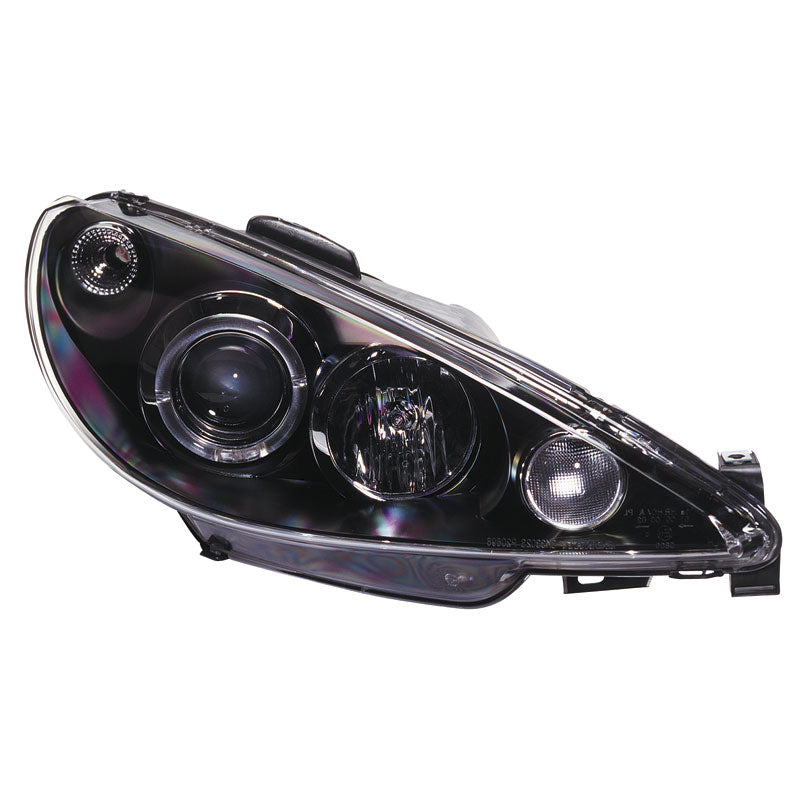Ajovalot, sopii Peugeot 206 2002- mukaan lukien GTi 1999- - musta - sis. Halo-ringit