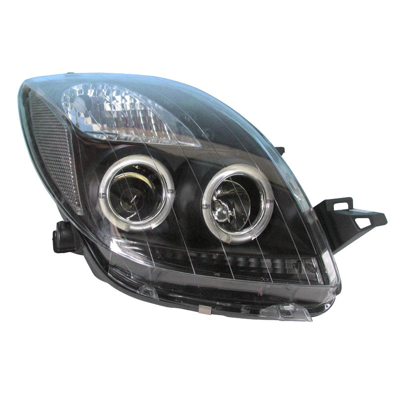 Ajovalot, sopii Toyota Yaris II 2006-2009 - musta - sis. Halos