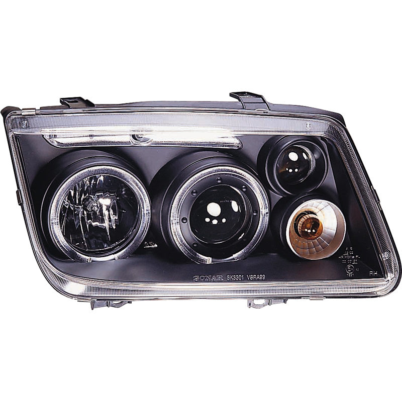 Ajovalot, sopii Volkswagen Bora 1999-2005 - musta - sis. Halos & sumuvalot