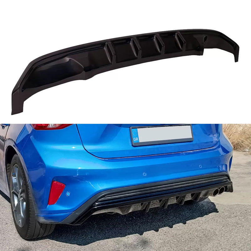 Motordrome, takapuskurin helma (diffuusori), sopii Ford Focus IV ST-Line HB 2018-2022 (ABS kiiltävä musta)