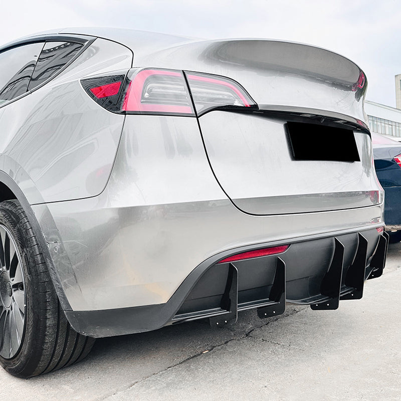 AutoStyle, takapuskurin diffuusorin siivet, kiiltävän musta ABS, sopii Tesla Model Y (2019-), 3 kpl
