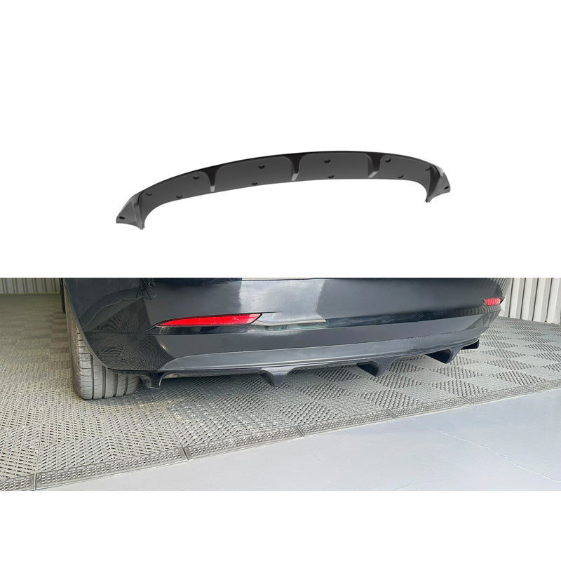 Motordrome, bakre stötfångarsplitter (diffuser), ABS, blank svart, passar till Tesla Model 3 2017-2023