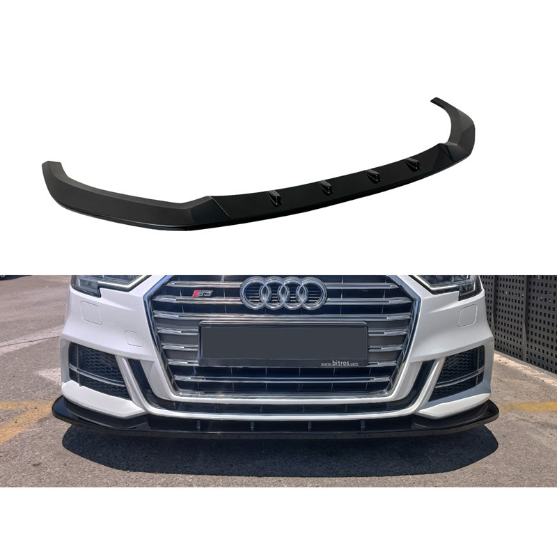 Motordrome, etuspoileri, sopii Audi A3 (8V) S-Line/S3 Hatchback/Sportback 2016-2020 Facelift (ABS kiiltävä musta)