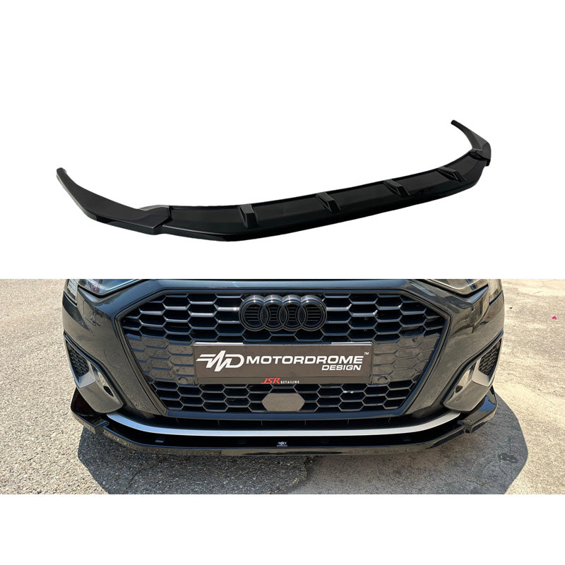 Motordrome, etuspoileri, sopii Audi A3 (8Y) Hatchback/Sportback 2020- (ABS, kiiltävä musta)