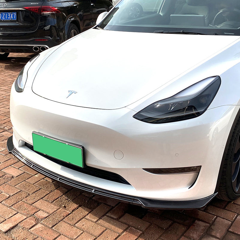 AutoStyle, frontspoilerlip, passar till Tesla Model Y 2019-, glanssvart ABS, 3-delad