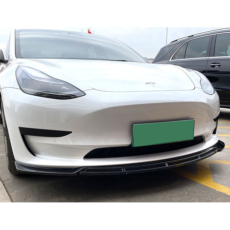 AutoStyle, etuspoilerin huulisarja, sopii Tesla Model 3 (2017-2024), kiiltävän musta ABS, 3-osainen