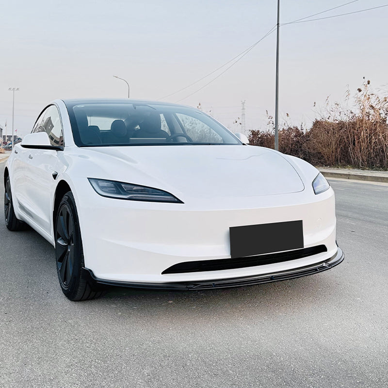 AutoStyle, frontspoilerlip, glanssvart ABS, passar till Tesla Model 3 Facelift 2024-, 3 delar
