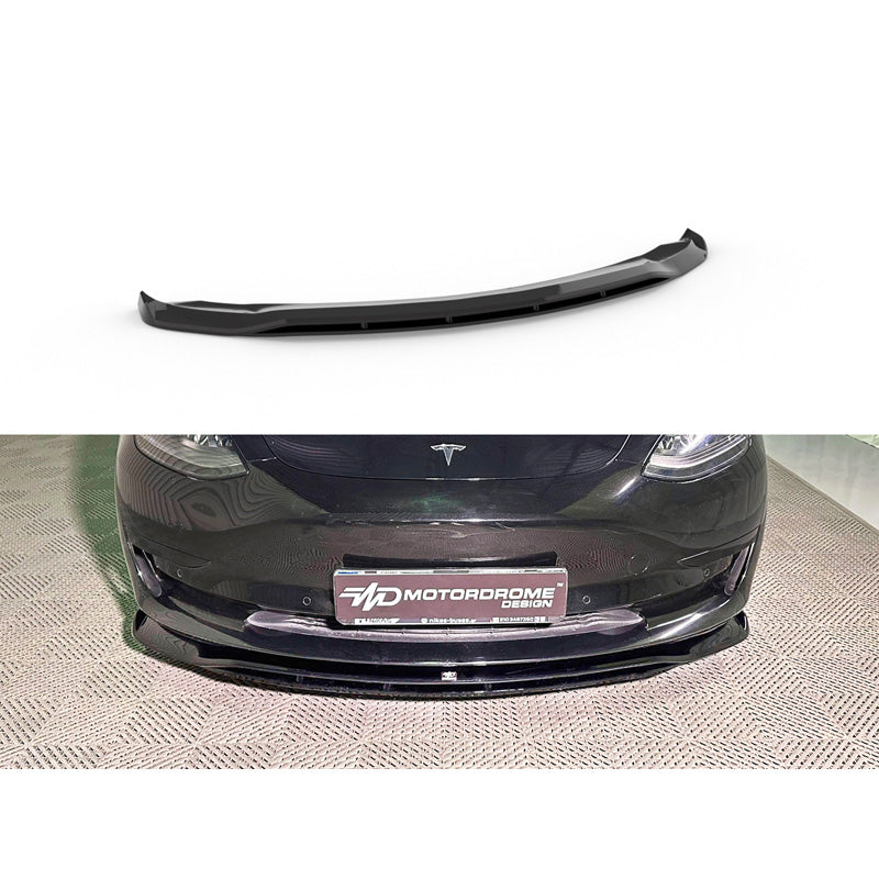 Motordrome, frontspoiler V.2, passar till Tesla Model 3 2017-2023, ABS, blank svart