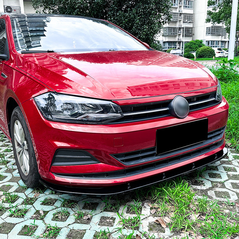 AutoStyle, Frontspoilerläpp, glossy svart ABS, Passar till Volkswagen Polo (AW) 2017-, exkl. R-Line/GTi, 3-delad