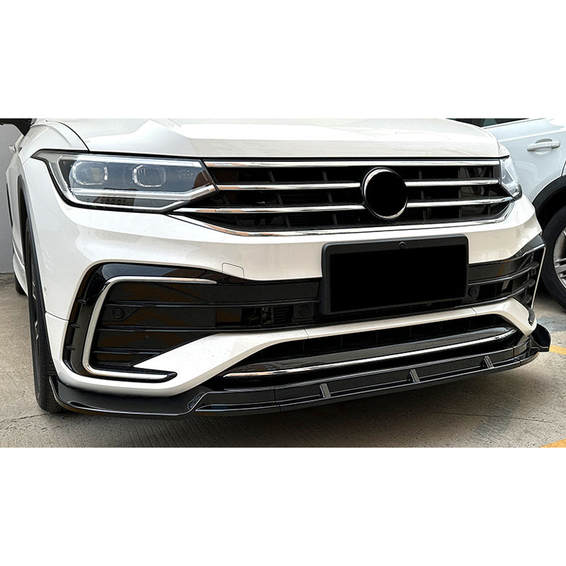 AutoStyle, Frontspoilerläpp, Passar till Volkswagen Tiguan II R-Line Facelift (2020-2024), glossy svart ABS, 3 delar