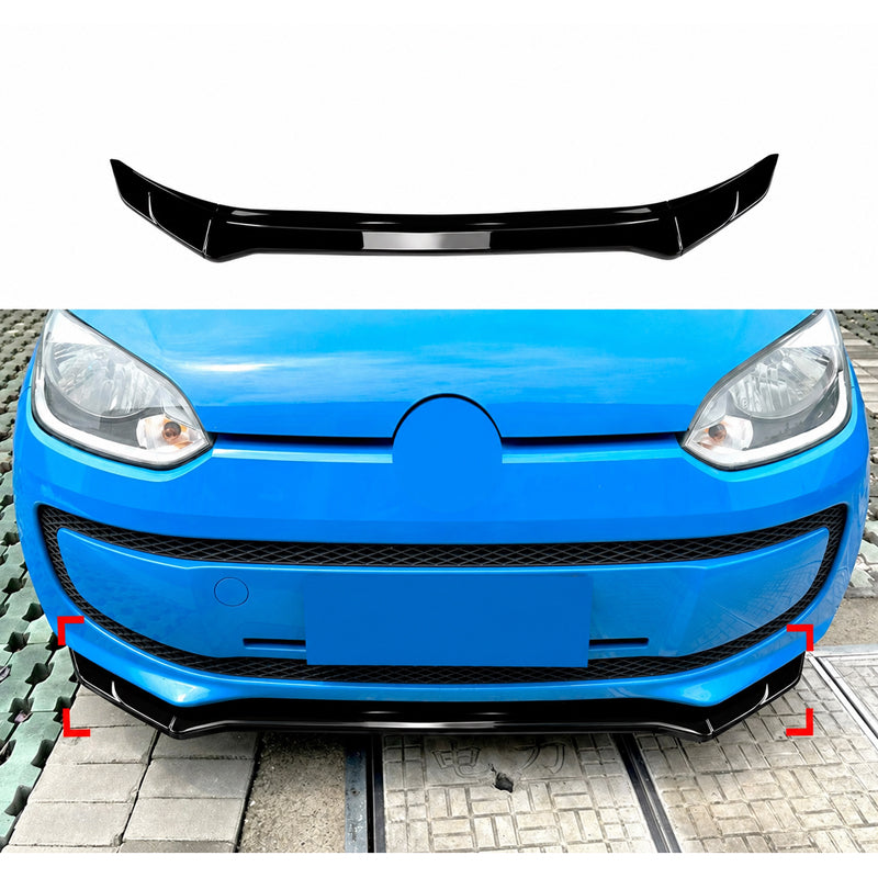 AutoStyle, Frontspoiler, Blank Sort ABS, 3-delt, passer til Volkswagen Up! (2011-) excl. GTi