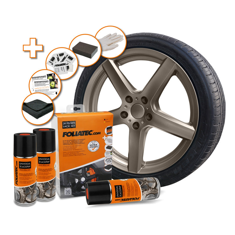 Foliatec Universal 2C Spray Paint Kit - pronssi metallinhohtoinen kiiltävä 3x400ml