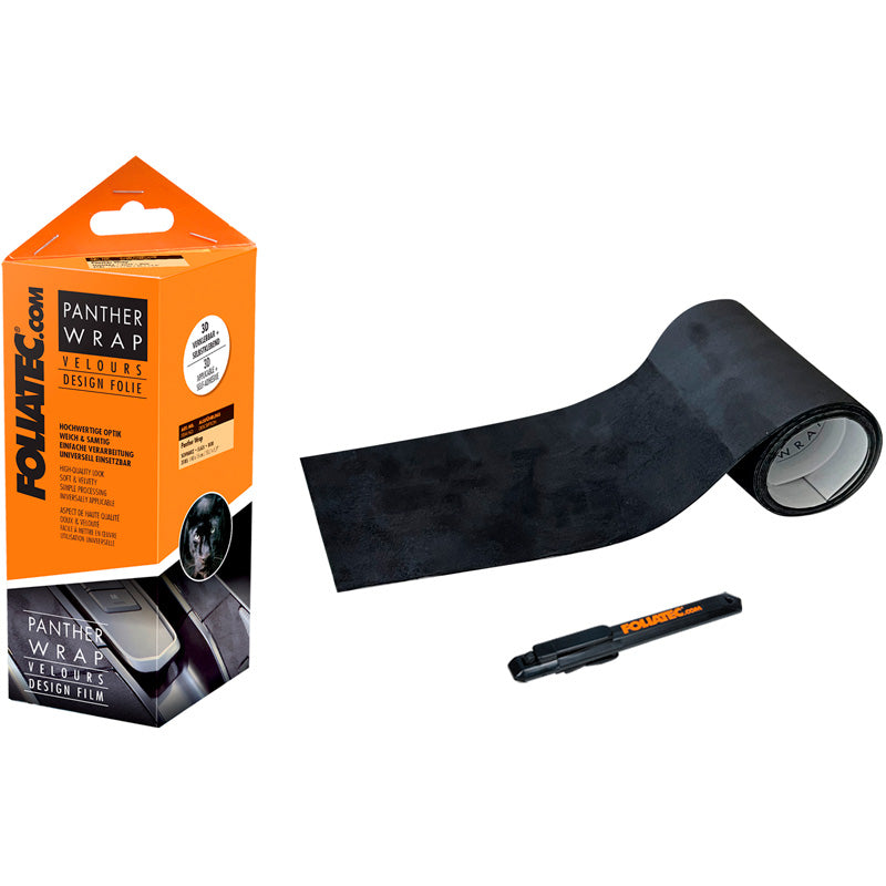 Foliatec, ohjaamon Design Film Panther Wrap, Alcantara-look, musta, 15x140cm