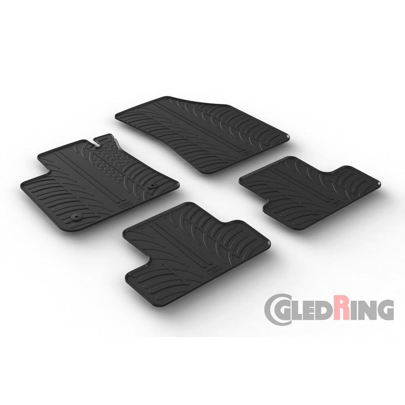 Gledring, kumimatot, sopii Renault Megane IV 5 doors/Grandtour/Grand Coupe 2016- (Manuaali) (T-profiili 4 osaa + klipsit)