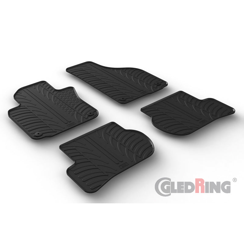 Gledring, kumimatot, sopii Volkswagen Golf V 2003-2008 / Jetta 2005-2011 / Golf VI 2008-2013 / Scirocco 2008- (T-profiili 4-osainen + pyöreät/soikeat klipsit)