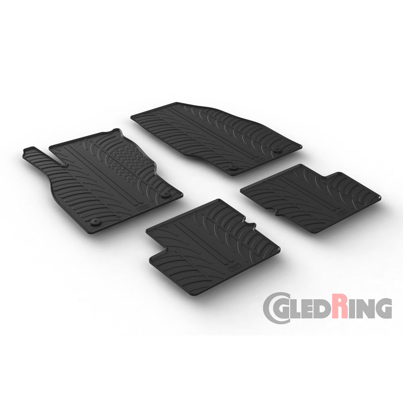 Gledring, kumimatot, sopii Opel Corsa E 5 doors 2014-2019 (T-profiili 4 osaa + klipsit)