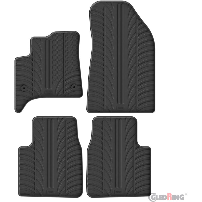 Gledring, Gummimattor, T-profil 4 delar + matclips, passar till Opel Frontera MHEV (2024-) & Citroën C3 Aircross II Hybrid (2024-)