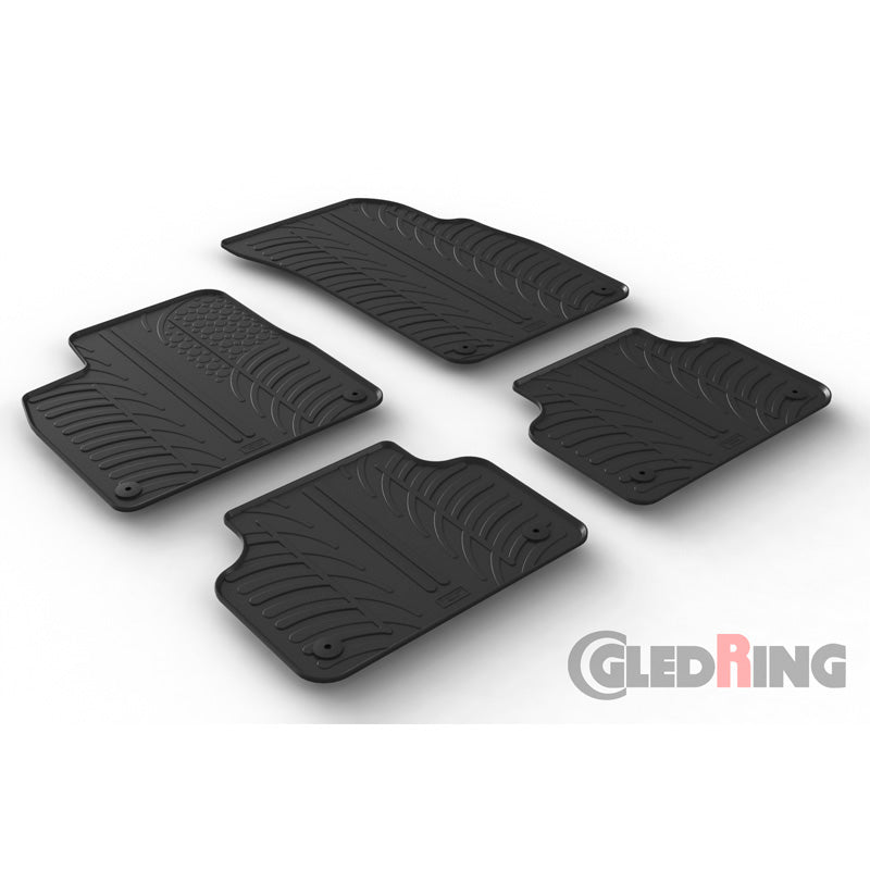 Gledring, kumimatot, sopii Audi Q7 6/2015- ja Q8 5/2018- (T-profiili 4-osaa + klipsit)
