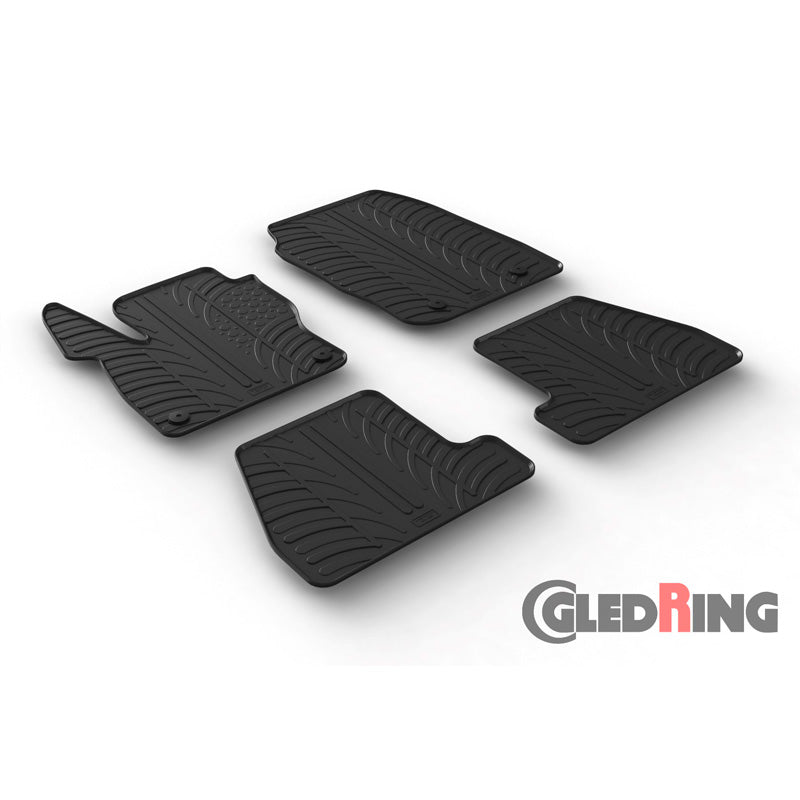 Gledring, kumimatot, sopii Ford Focus 3/5-ovinen + ST 2015-2018 (T-profiili, 4 osaa + klipsit)