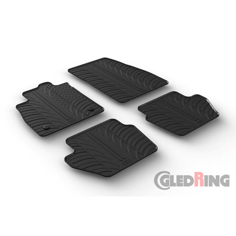 Gledring, kumimatot, sopii Ford Fiësta 5-doors 2017- & Ford Puma 2019- (T-profiili 4 osaa + klipsit)