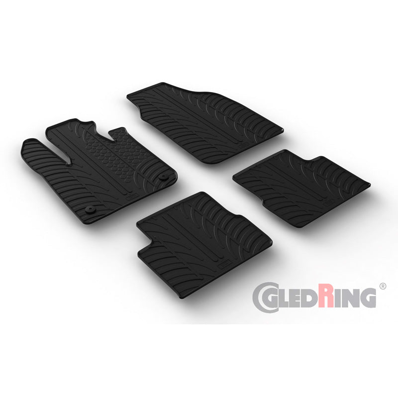 Gledring, kumimatot, sopii Fiat 500e 2020- (T-profiili 4 osaa + klipsit)