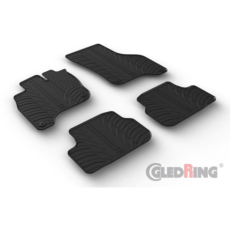 Gledring, kumimatot, sopii Volkswagen e-Golf VII 2014-2020 (T-profiili 4-osaa + klipsit)