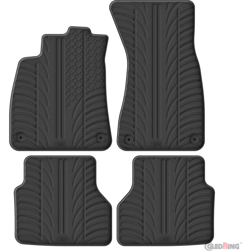 Gledring, gummimattor, T-profil 4 st. inkl. mattclips, passar till Audi A6 (C9) Sedan/Avant (2025-)