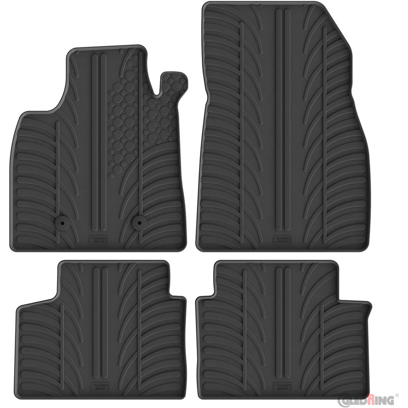 Gledring, gummimatteset, T-profil med 4 delar + mattclips, passar till Dacia Duster III Hybrid 140/155 & Eco G-100 (2024-)