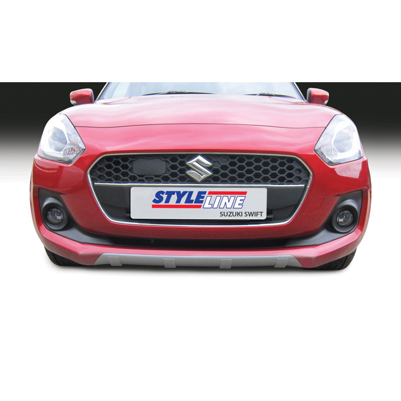 RGM, etuspoileri 'Skid-Plate', sopii Suzuki Swift IV 5-ovinen ilman Sport 5/2017- Hopea 'Uritettu'