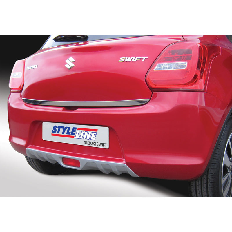 RGM, takapuskurin suojalippa 'Skid-Plate', sopii Suzuki Swift IV 5-ovinen pl. Sport 5/2017- Hopea