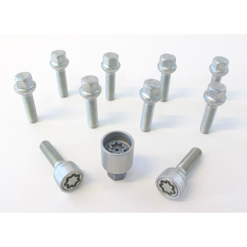 H&R, pyöränpulttisarja pyöreäkärkisillä R12 M12x1.50 - pituus 45mm - 10 kpl. (esim. sopii Mercedesiin) - sis. pyöränlukot