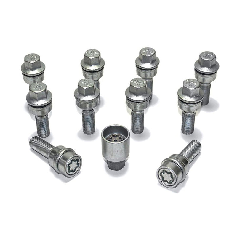H&R, pyöränpulttisarja pyöristetyllä kannalla liikkuvalla kartiolla R14 M14x1.50 - pituus 35 mm - 10 kpl. (esim. sopii Audi Q3, Q5) - sisältää pyöränlukot