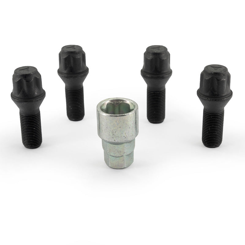 H&R, pyöränlukkosarja M14x1.25x28mm kartio Musta - 4 pyöränlukkopulttia sis. sovitin