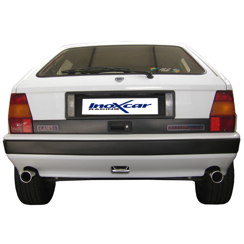 InoXcar, kaksoisurheilupakoputki, sopii Lancia Delta (831) 2.0 Turbo Int. 8v/16v 1989- Vasen/Oikea 80mm