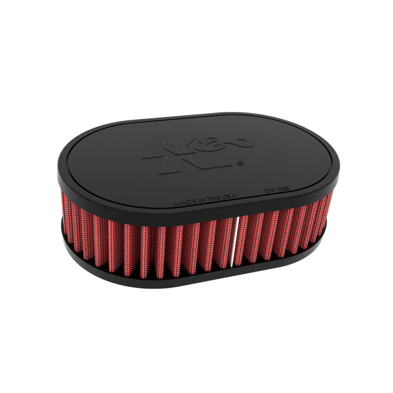 K&N Universal Oval Air Filter 52 mm siirretyllä laipalla (13 mm), 178 mm x 114 mm pohja, 51 mm korkeus (RU-071V)