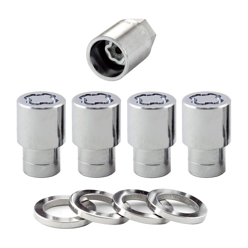 McGard, pyöränlukot M12x1.50 - litteät - 4 kpl + avain