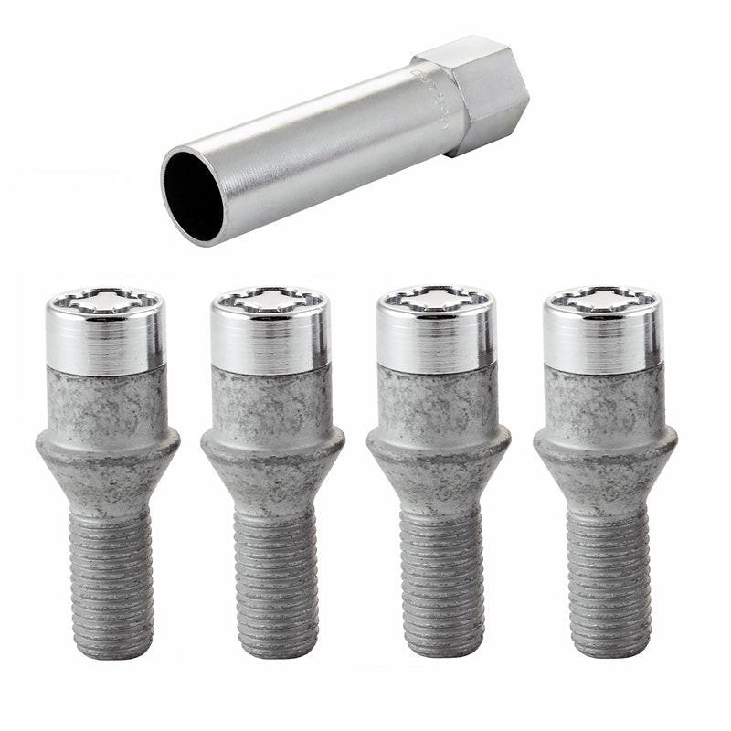 McGard, HEX pyörän lukituspultit - M12x1.50 - kartio - 29,5mm (17mm kanta) - 4 kpl:n sarja + avain
