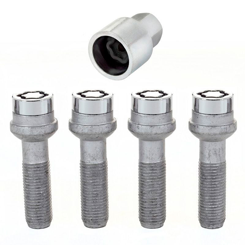 McGard, pyörän lukituspultit M14x1.50 - pyöreä kartio R12 - pituus 34,5mm (17mm kanta) - 4 kpl. + avain