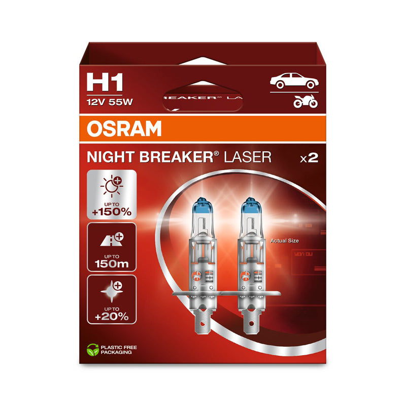 Osram, Night Breaker Laser halogeenilamput - H1 - 12V/55W - 2 kpl:n sarja
