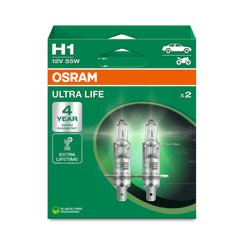 Osram, Ultra Life halogeenipolttimot - H1 - 12V/55W - 2 kpl.