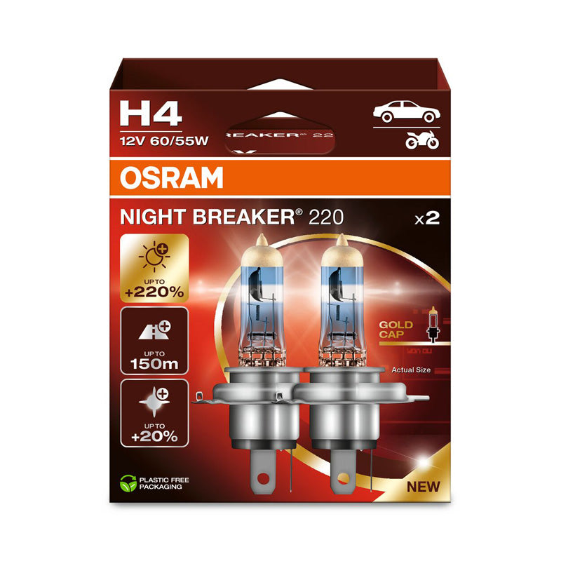 Osram, Night Breaker 220 halogeenipolttimot - H4 - 12V/60-55W - 2 kpl.