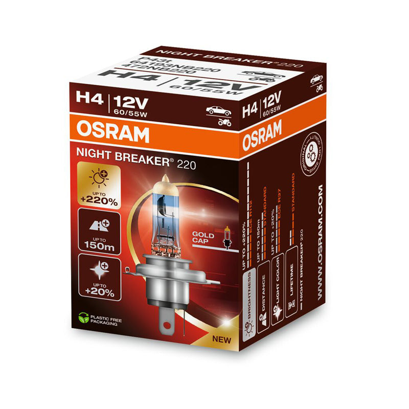 Osram, Night Breaker 220 halogeenilamppu - H4 - 12V/60-55W - yksittäiskappale